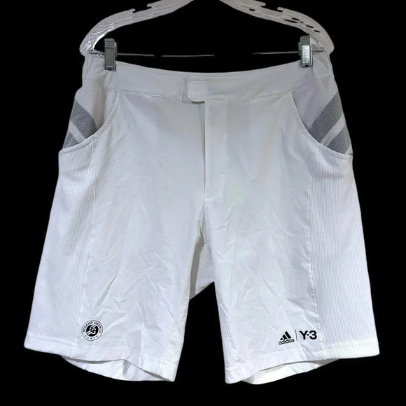 ADIDAS Y-3 Yohji Yamamoto Roland Garros Paris White tennis climalite SHORTS L